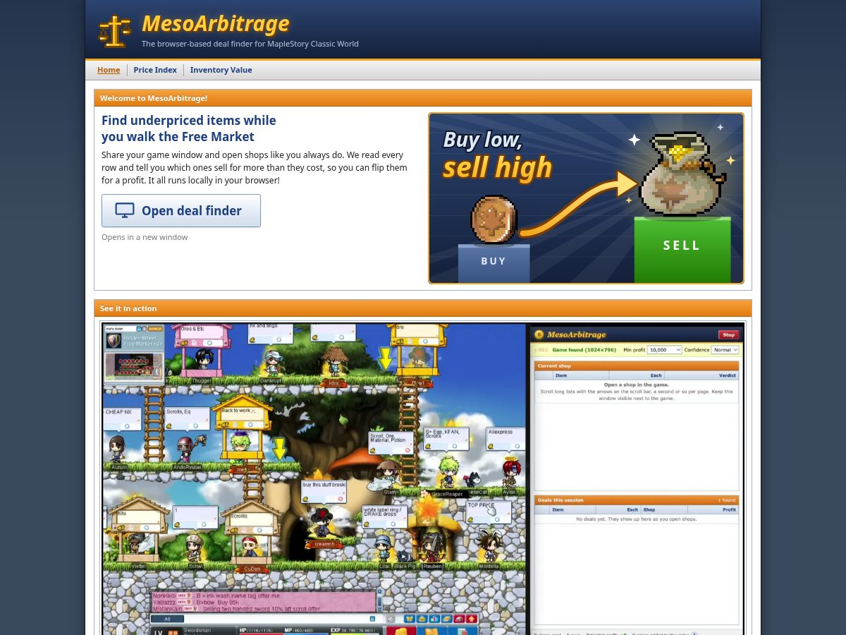 Landing-page snapshot of mesoarbitrage.com