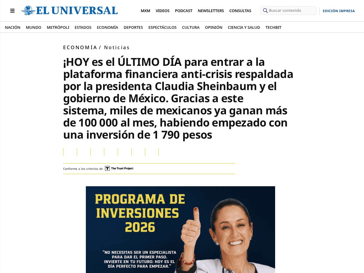 Landing-page snapshot of mex-platform.com