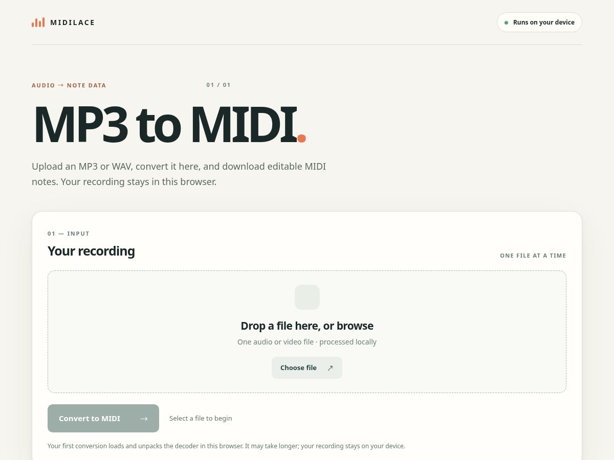 Landing-page snapshot of midilace.com