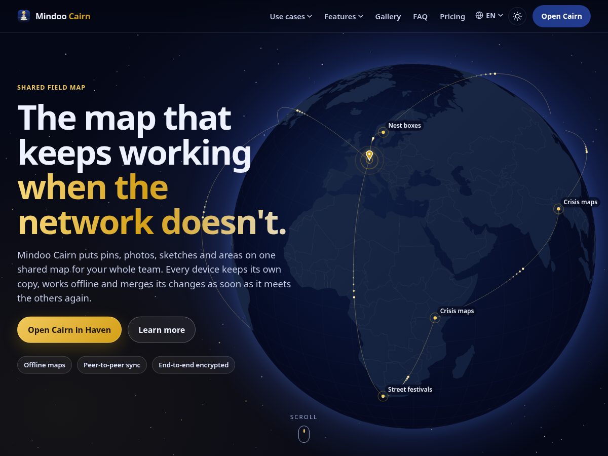 Landing-page snapshot of mindoo-cairn.com