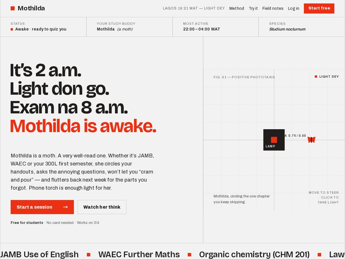 Landing-page snapshot of mothilda.com
