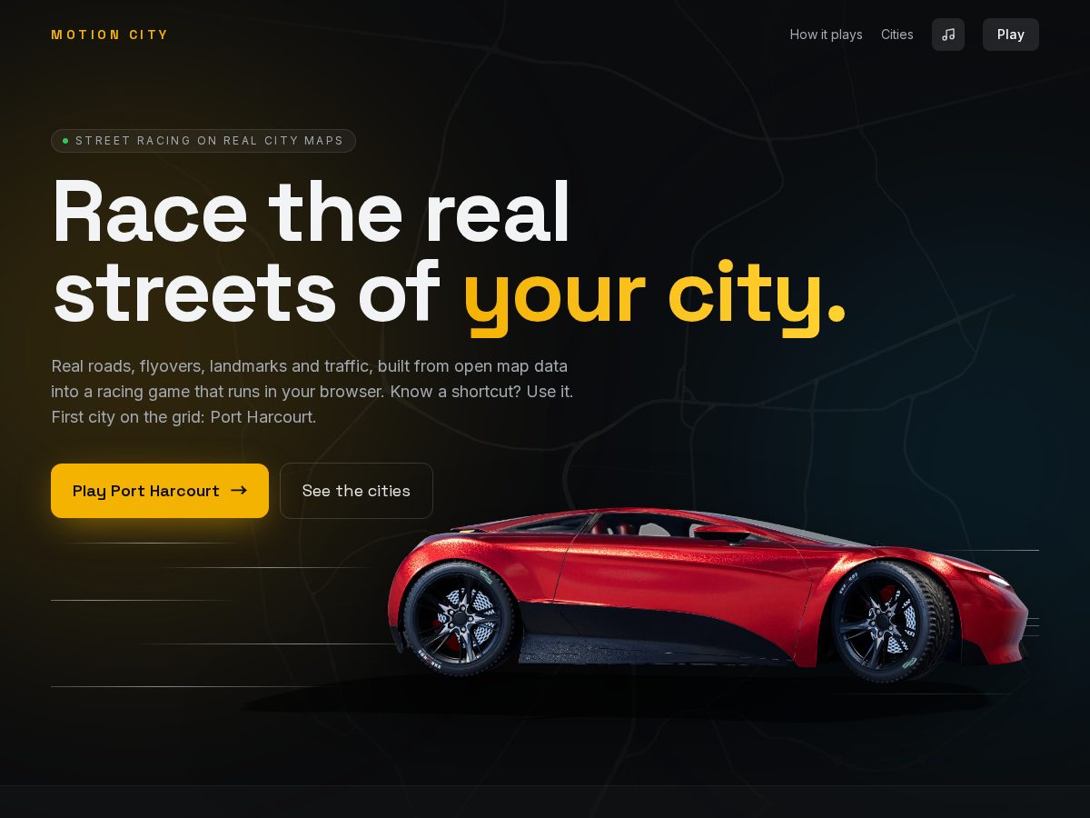 Landing-page snapshot of motioncity.app