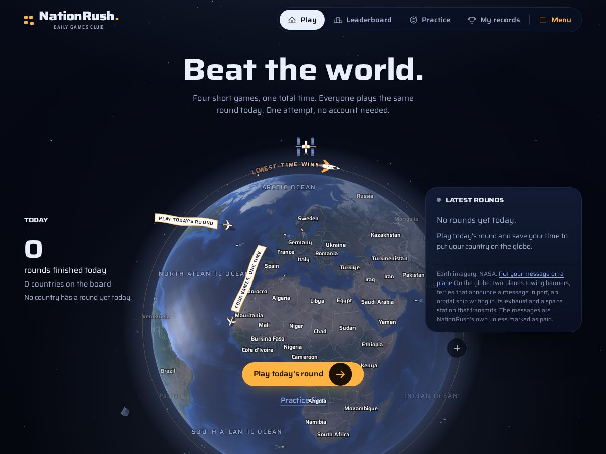 Landing-page snapshot of nationrush.com