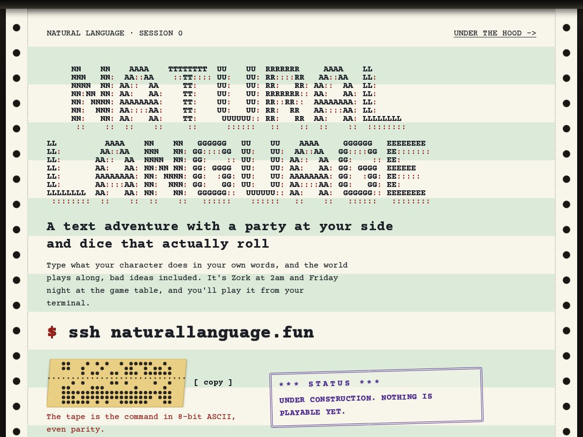 Landing-page snapshot of naturallanguage.fun