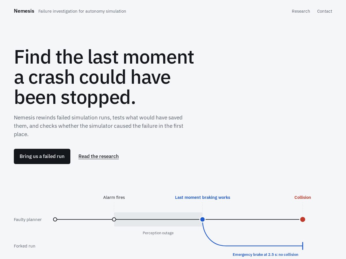 Landing-page snapshot of nemesisphysics.com