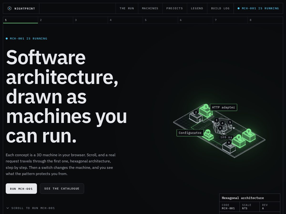 Landing-page snapshot of nightprint.dev