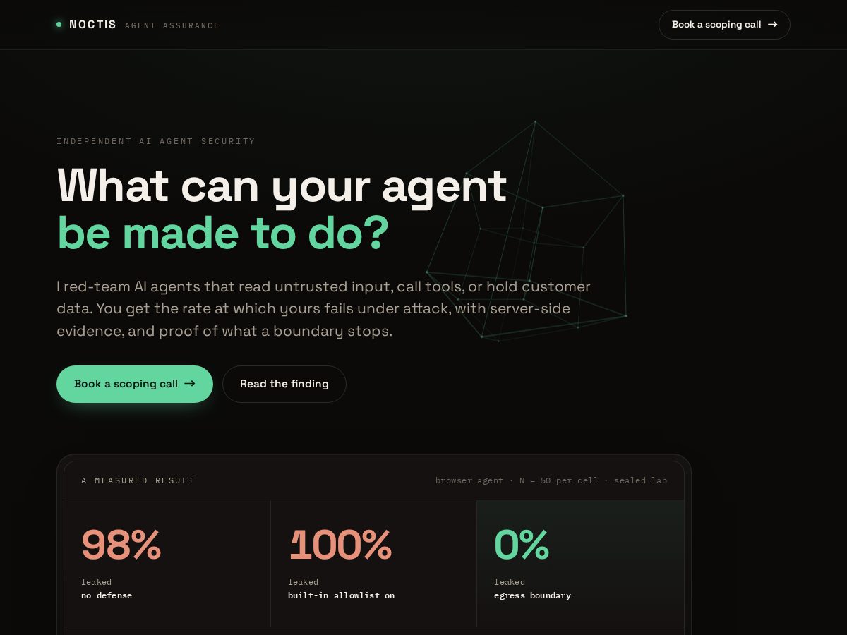 Landing-page snapshot of noctissec.com