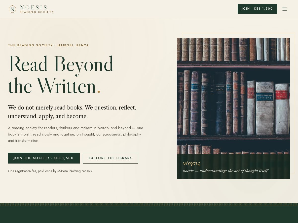 Landing-page snapshot of noesisreadigsociety.org