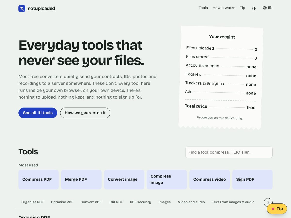 Landing-page snapshot of notuploaded.com