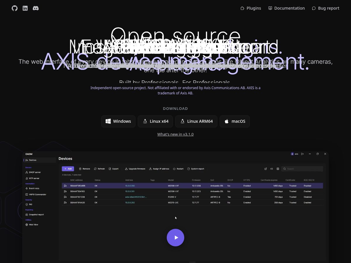 Landing-page snapshot of oadm.app