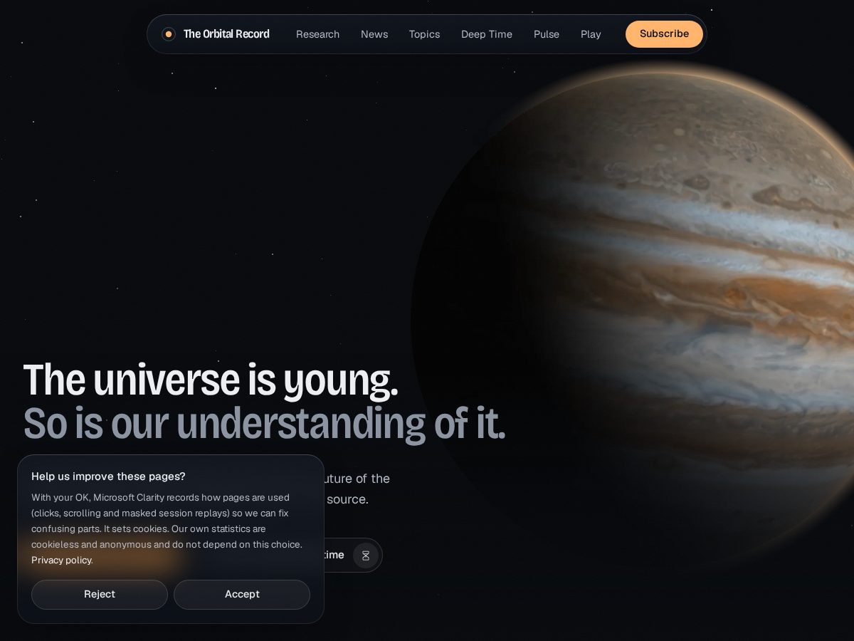 Landing-page snapshot of orbitalrecord.com