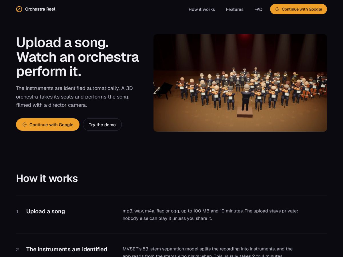 Landing-page snapshot of orchestrareel.com