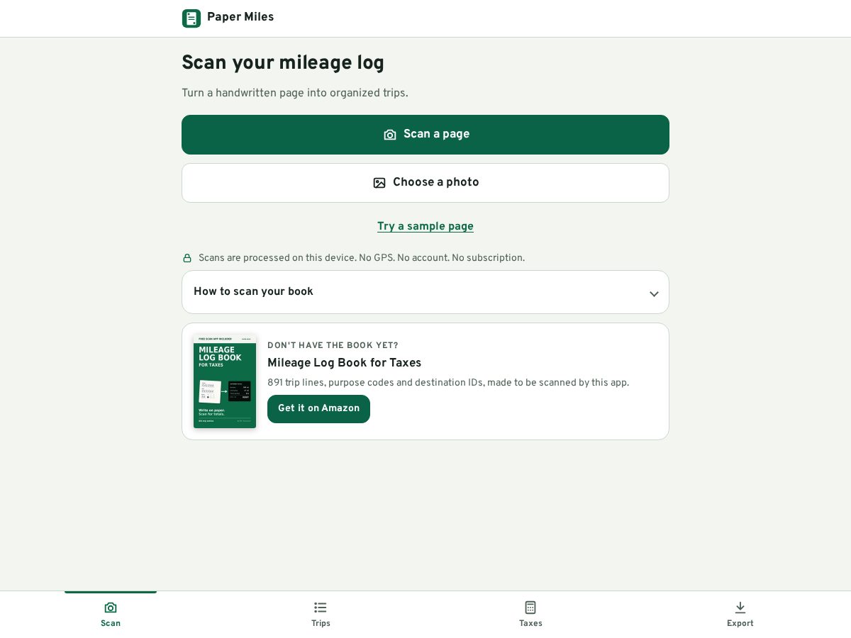 Landing-page snapshot of papermiles.app