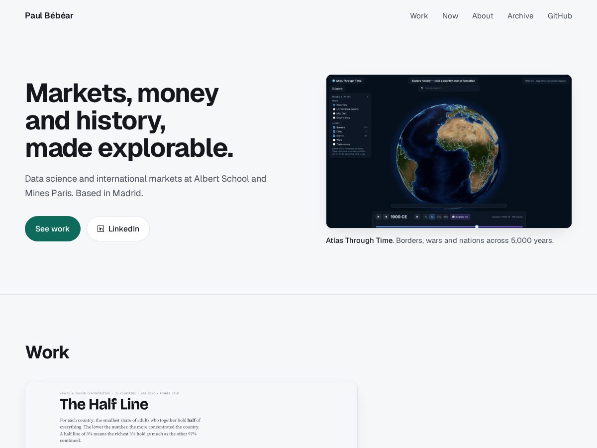 Landing-page snapshot of paulbebear.com