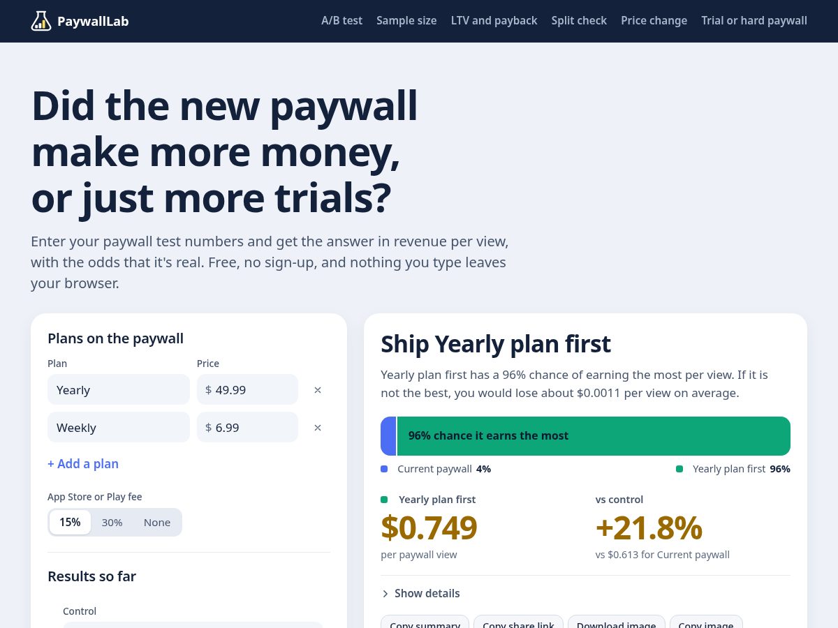 Landing-page snapshot of paywalllab.dev