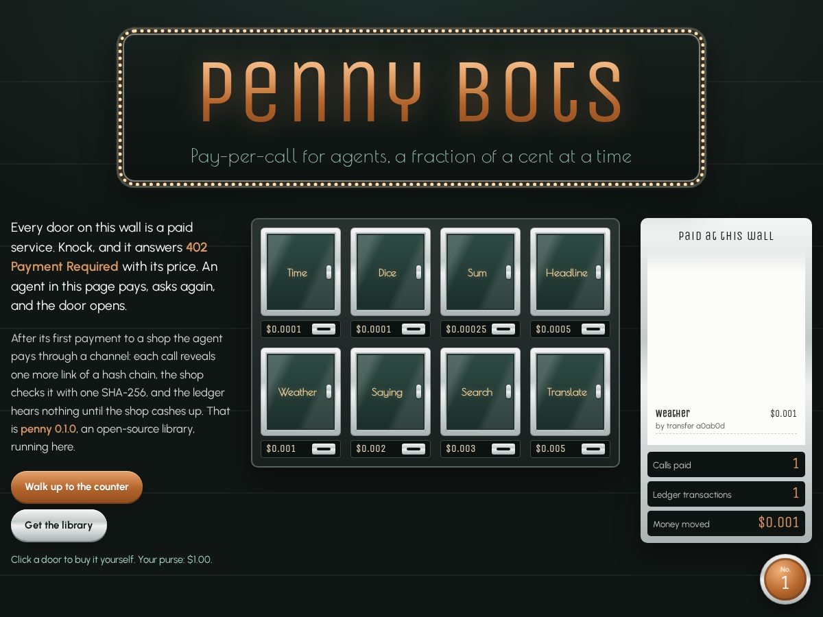 Landing-page snapshot of penny.charity