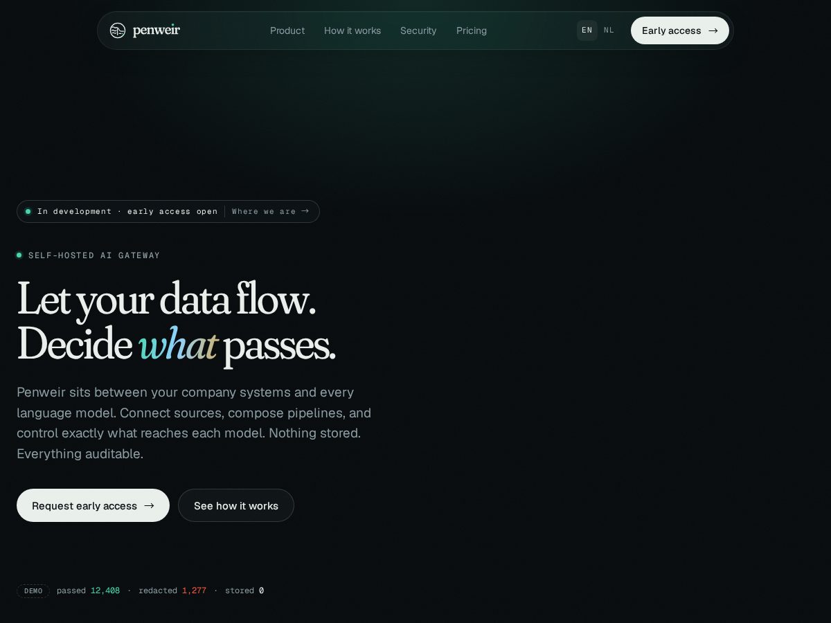 Landing-page snapshot of penweir.com
