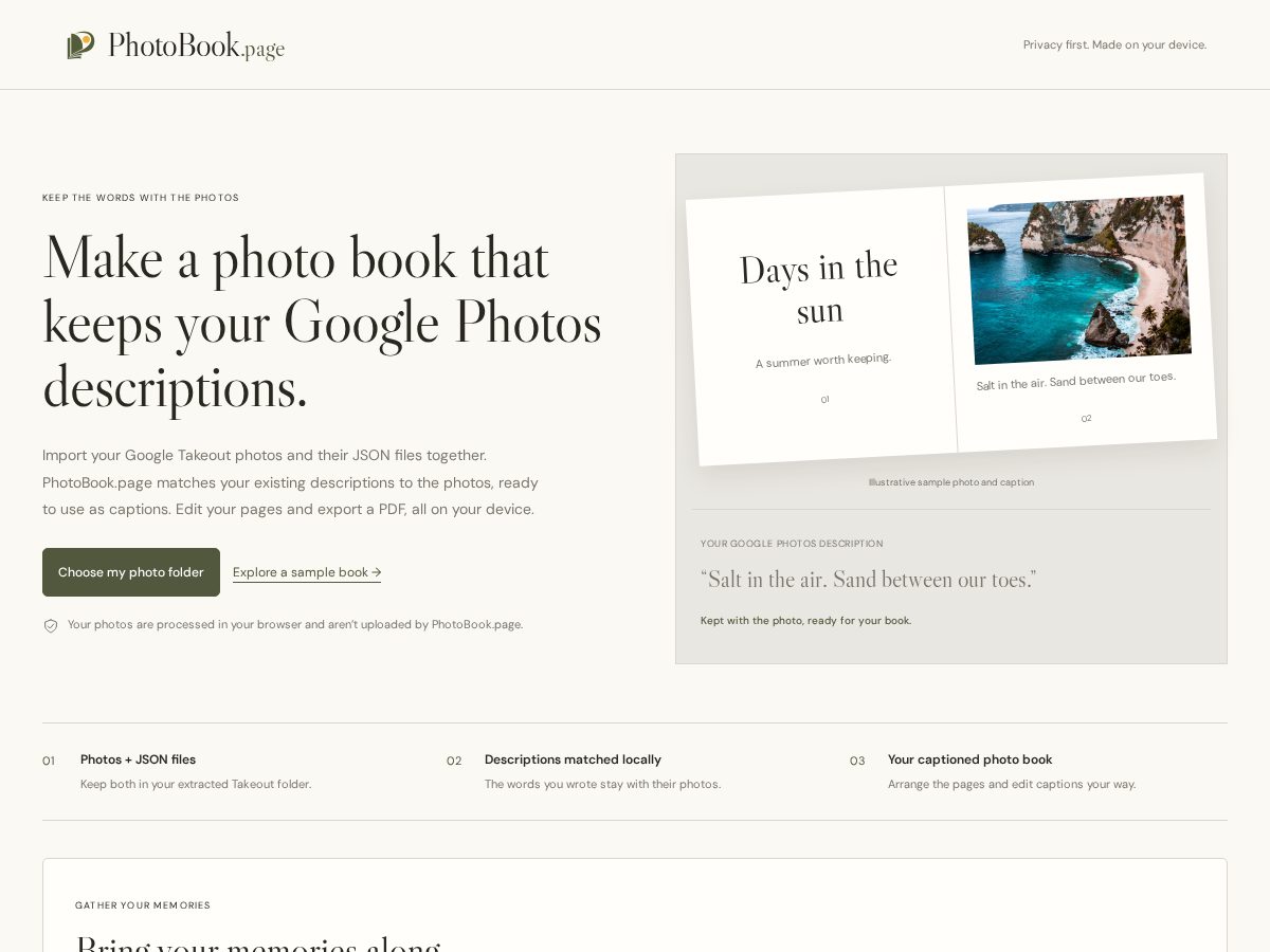 Landing-page snapshot of photobook.page