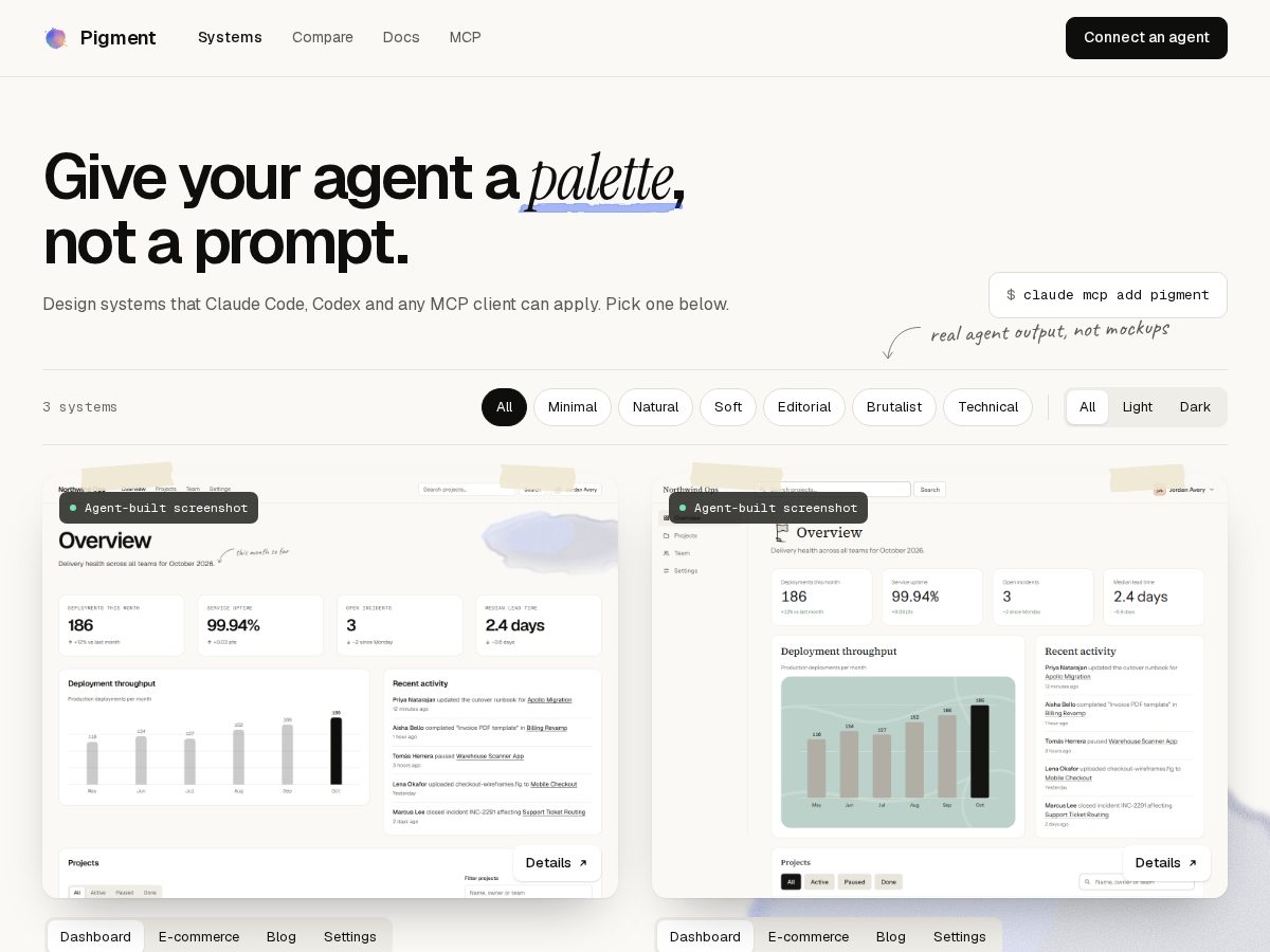 Landing-page snapshot of pigmentui.com
