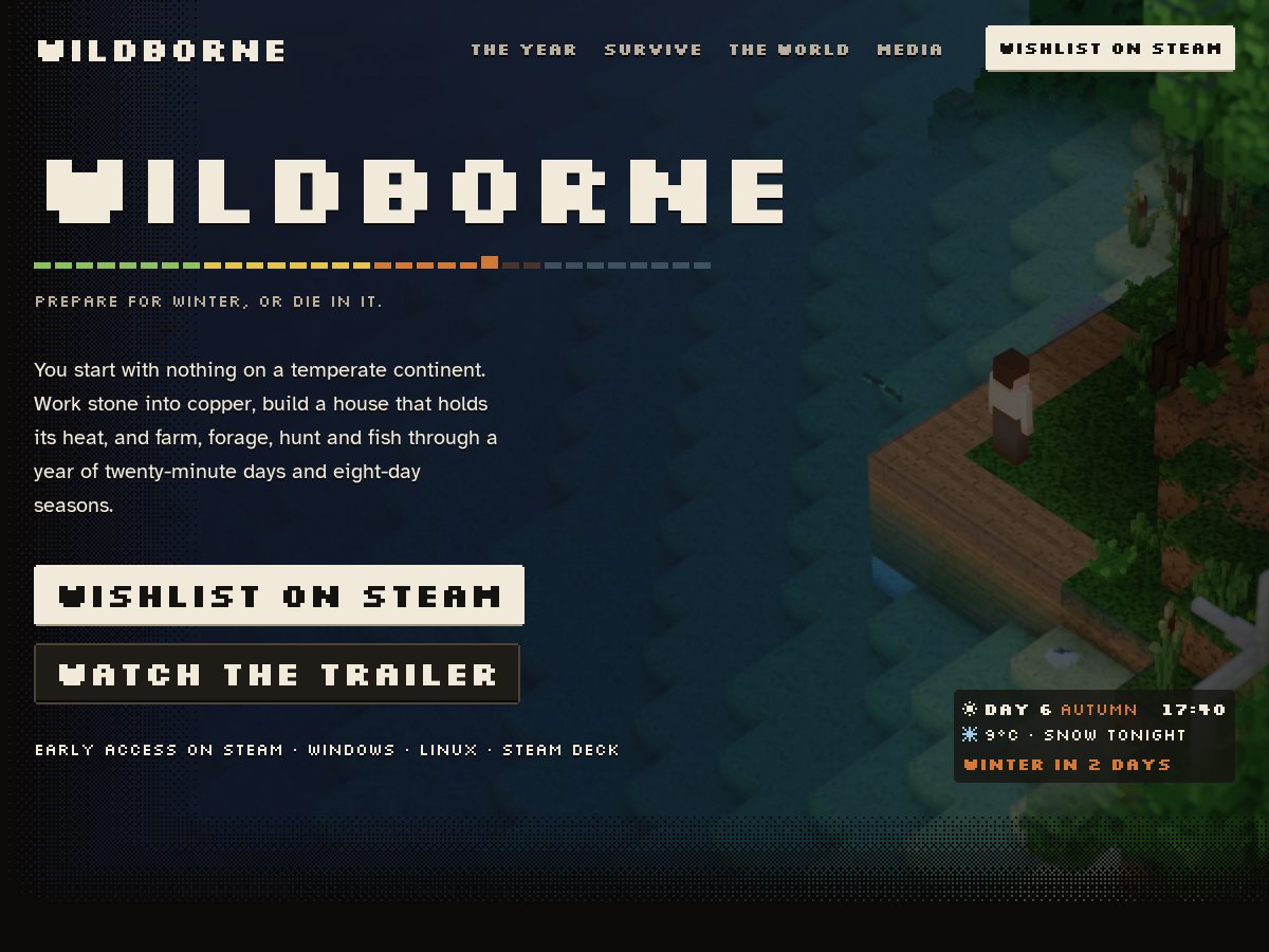 Landing-page snapshot of playwildborne.com