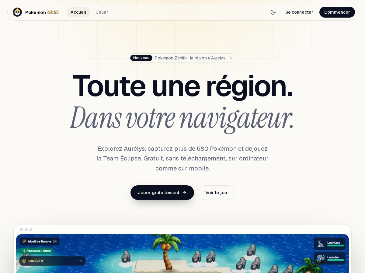 Landing-page snapshot of pokemon-zenith.app
