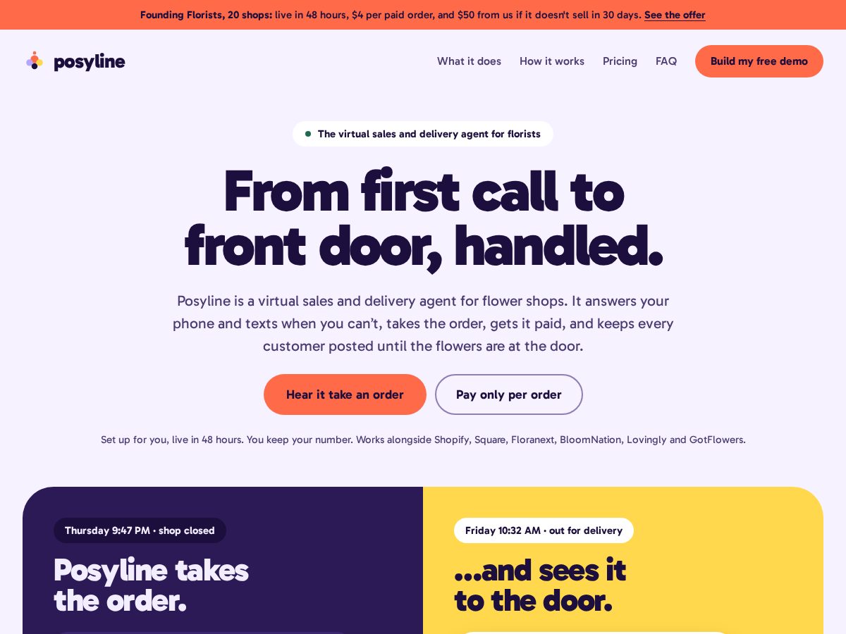 Landing-page snapshot of posyline.com