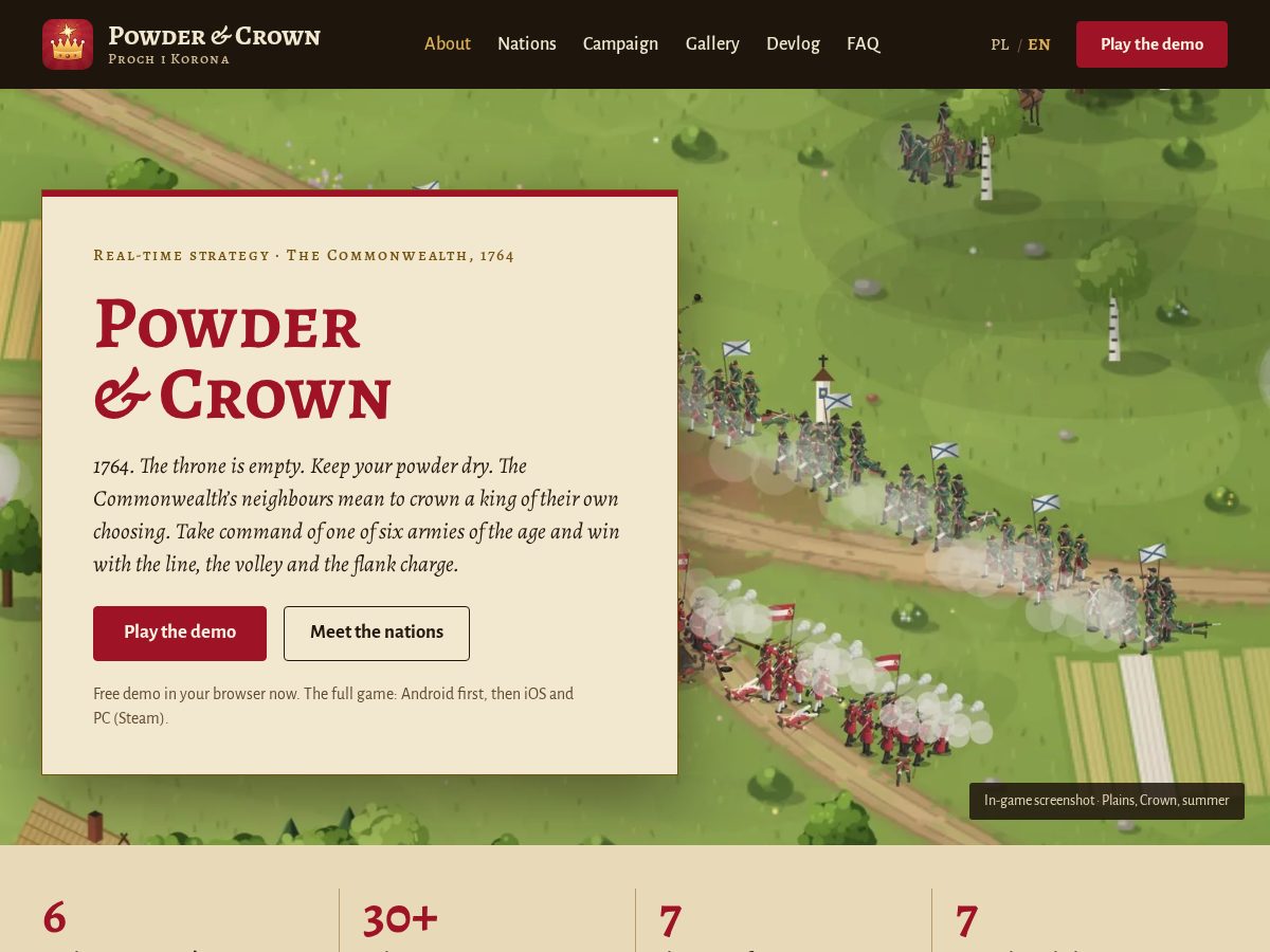 Landing-page snapshot of powderandcrown.com