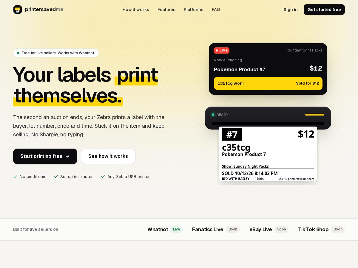 Landing-page snapshot of printersavedme.com