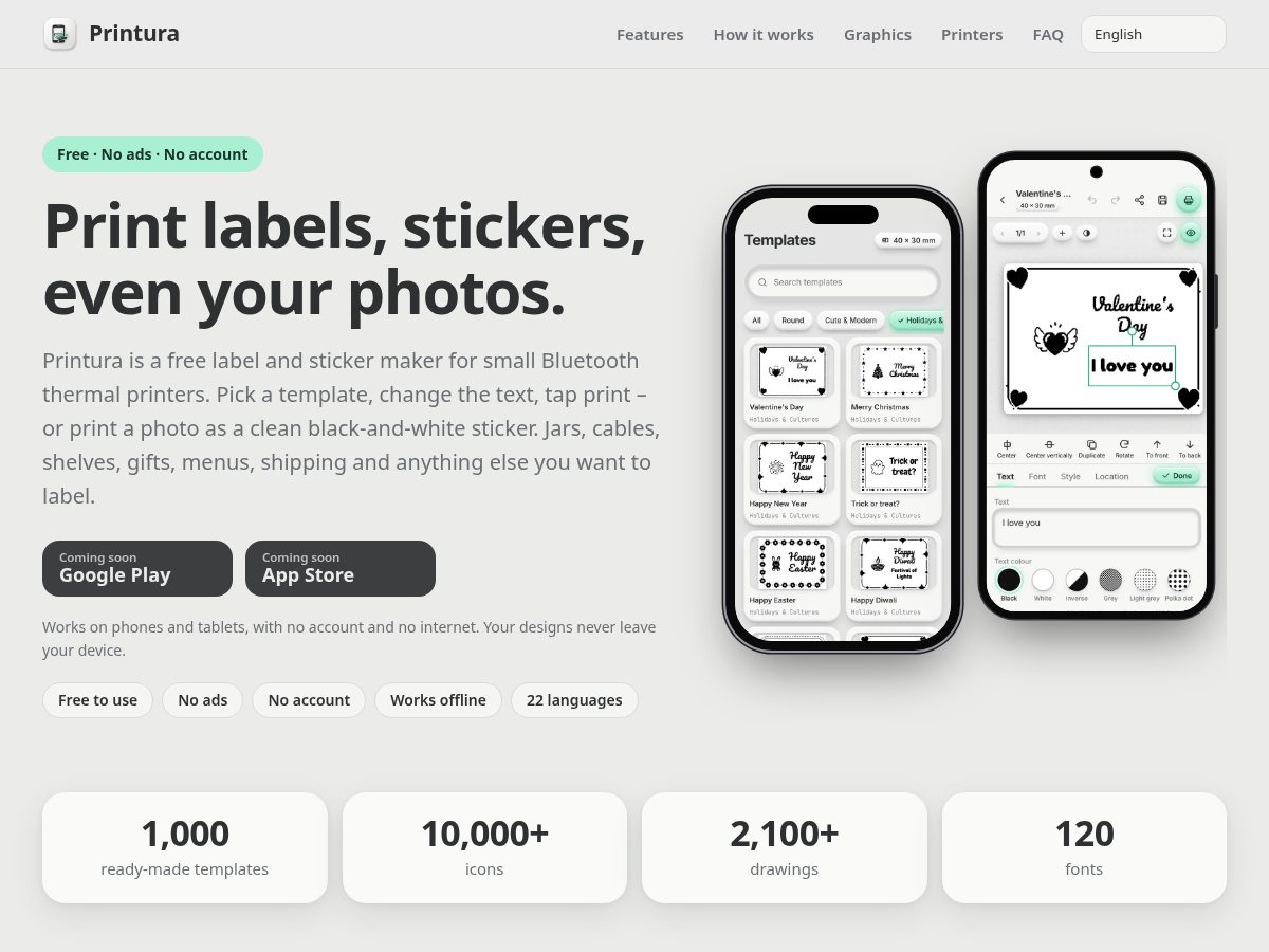 Landing-page snapshot of printura.app
