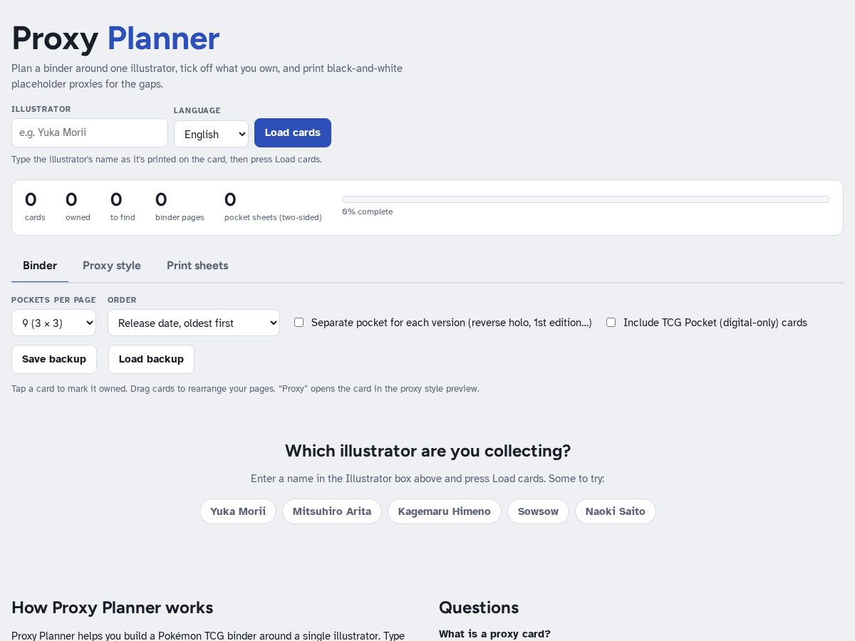 Landing-page snapshot of proxyplanner.app