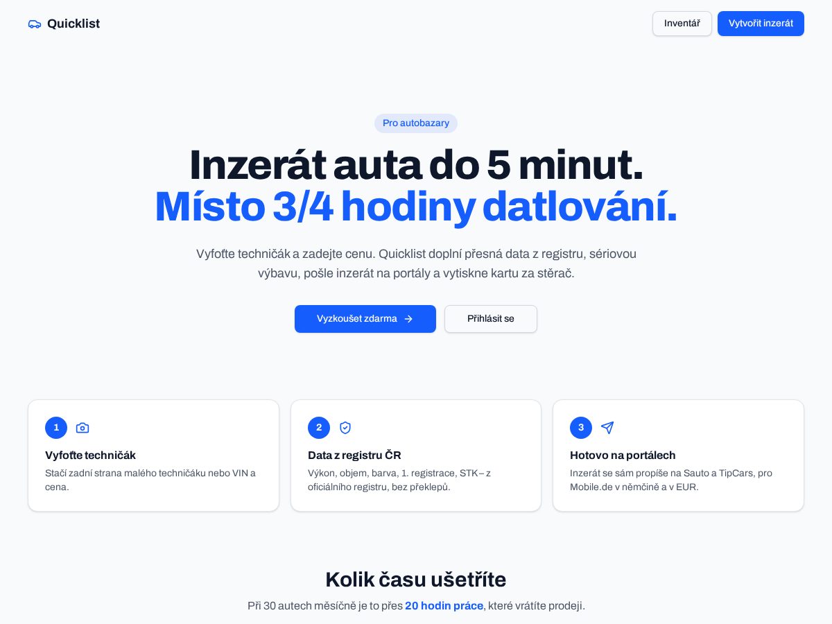 Landing-page snapshot of quicklist.tech