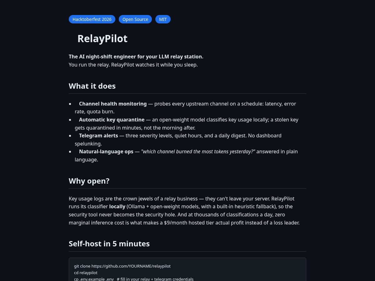 Landing-page snapshot of relaypilot.tech