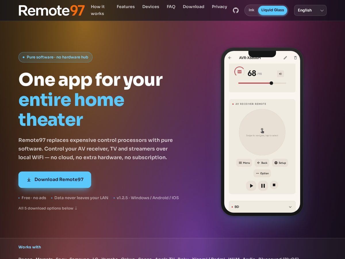 Landing-page snapshot of remote97.com