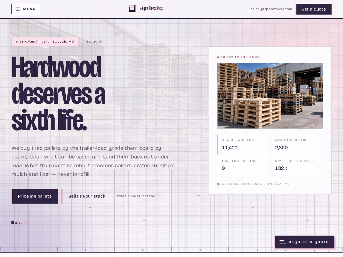 Landing-page snapshot of repalletshop.com