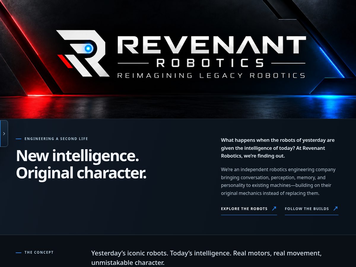 Landing-page snapshot of revenantrobot.com