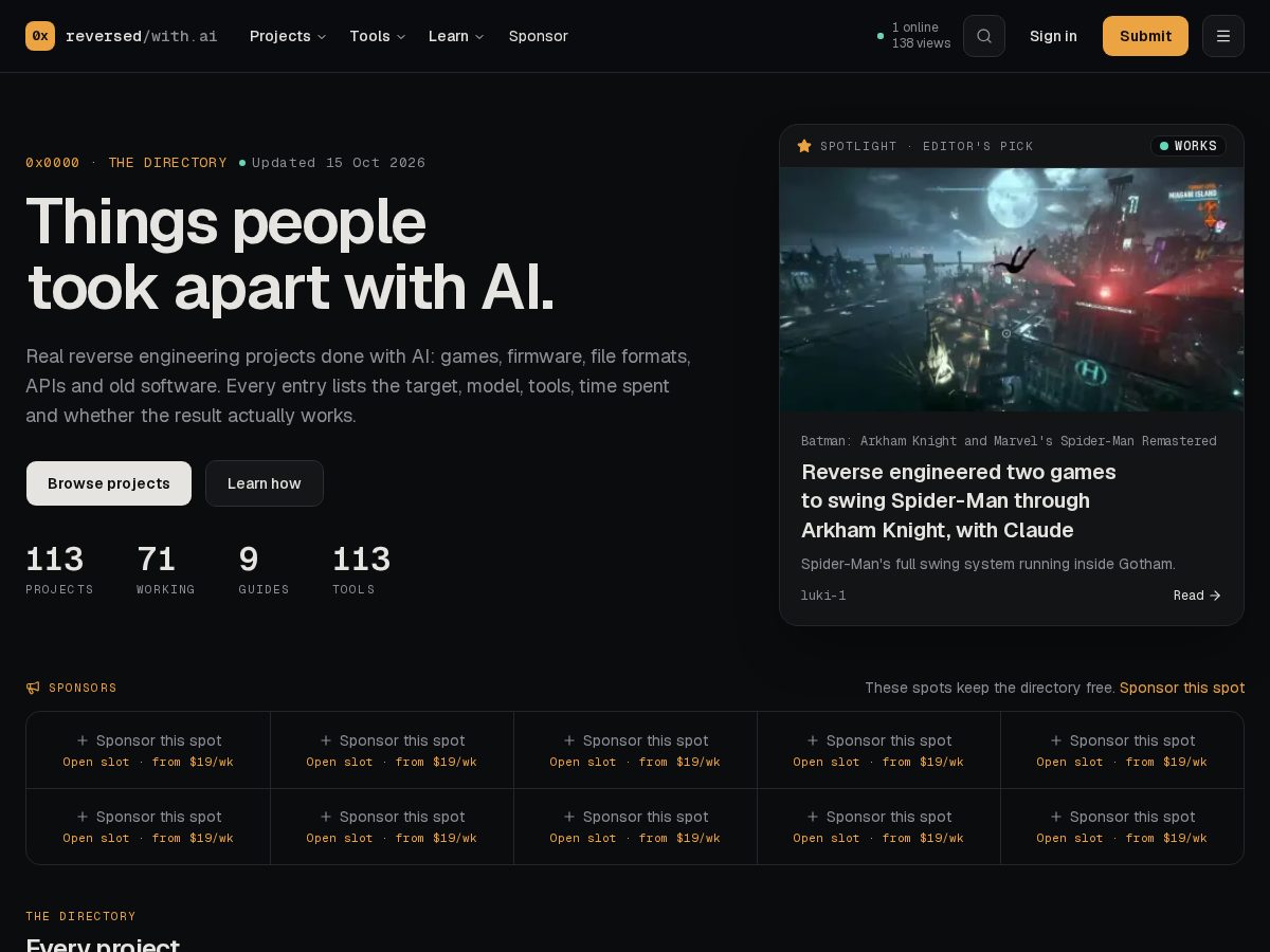 Landing-page snapshot of reversedwithai.com