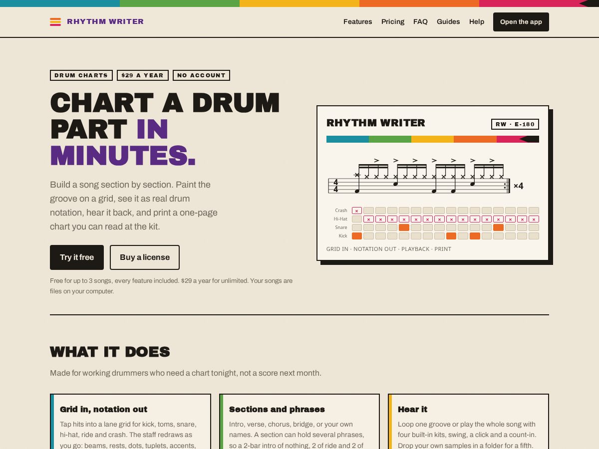 Landing-page snapshot of rhythmwriter.app