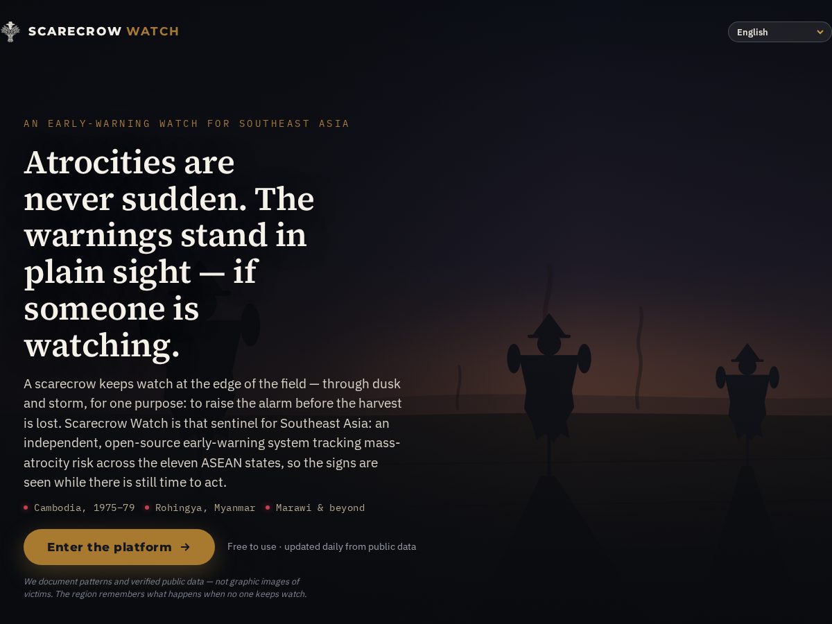 Landing-page snapshot of scarecrowwatch.org