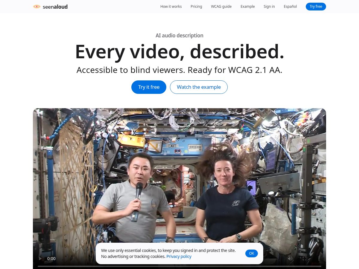 Landing-page snapshot of seenaloud.com