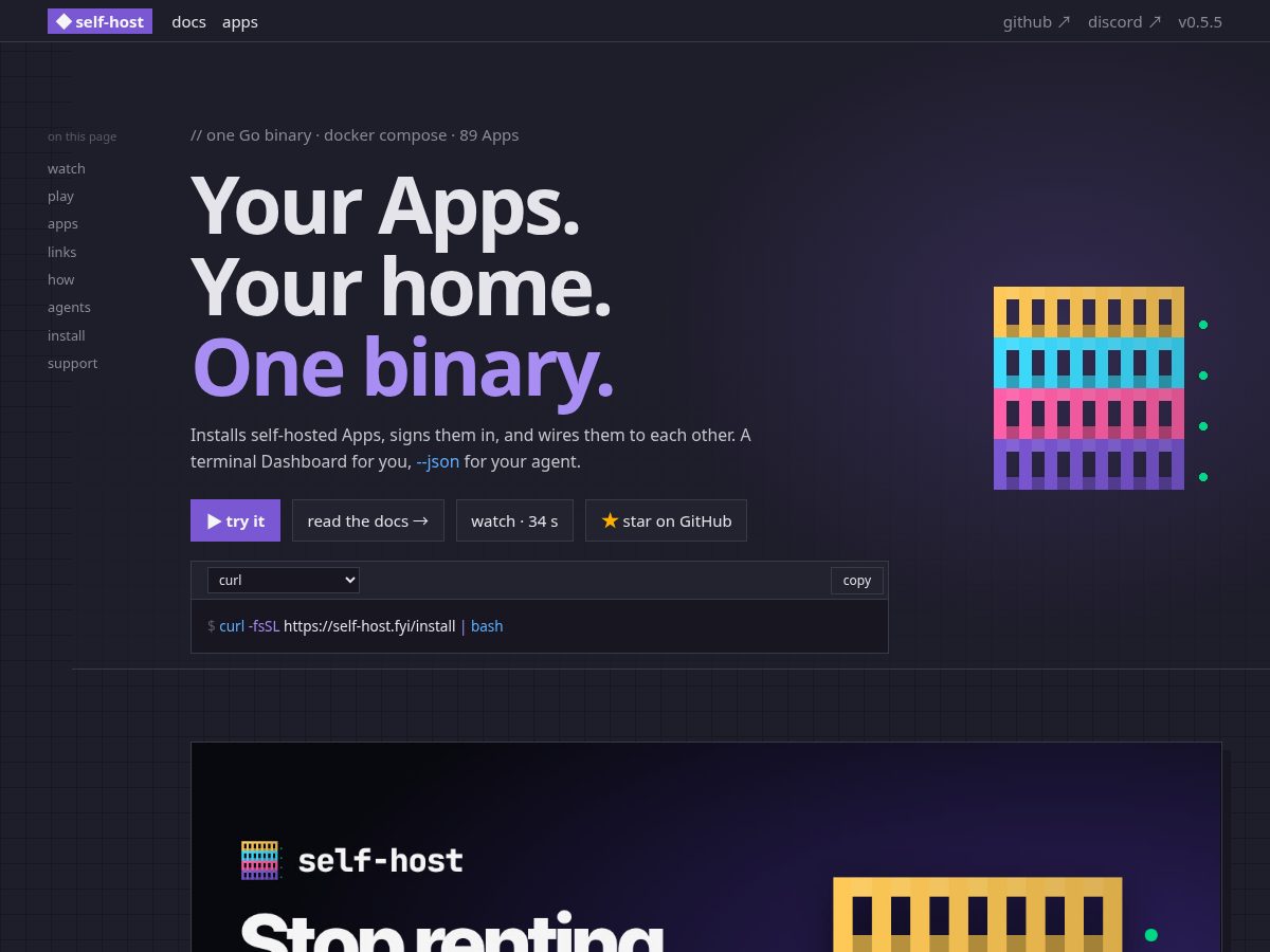 Landing-page snapshot of self-host.fyi