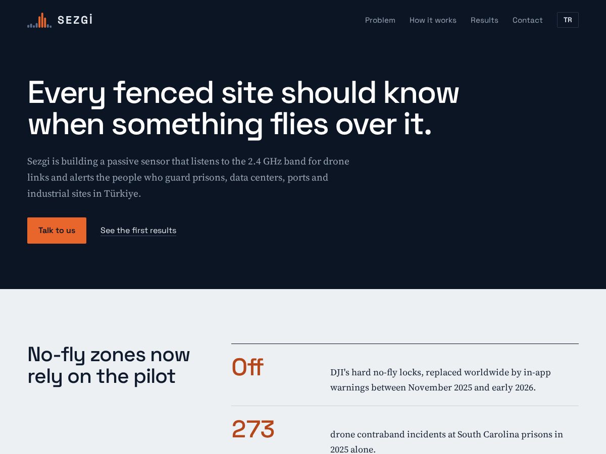 Landing-page snapshot of sezgidetectionsystems.com