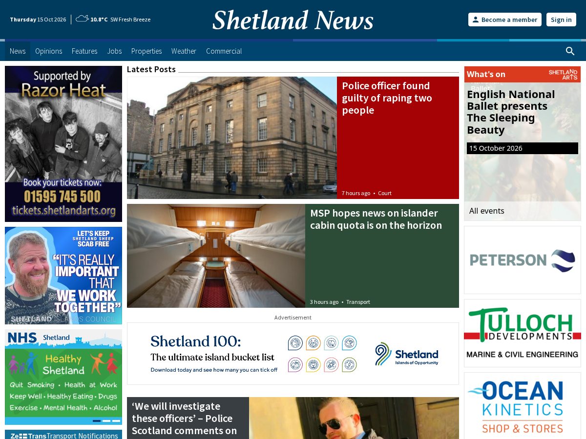 Landing-page snapshot of shetnews.com