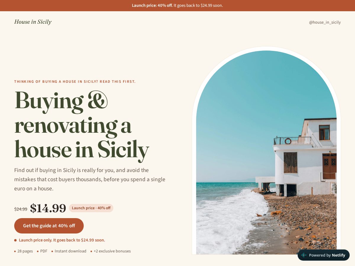 Landing-page snapshot of sicily.house