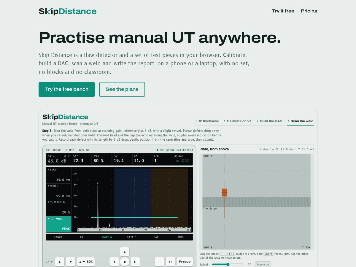 Landing-page snapshot of skipdistance.app