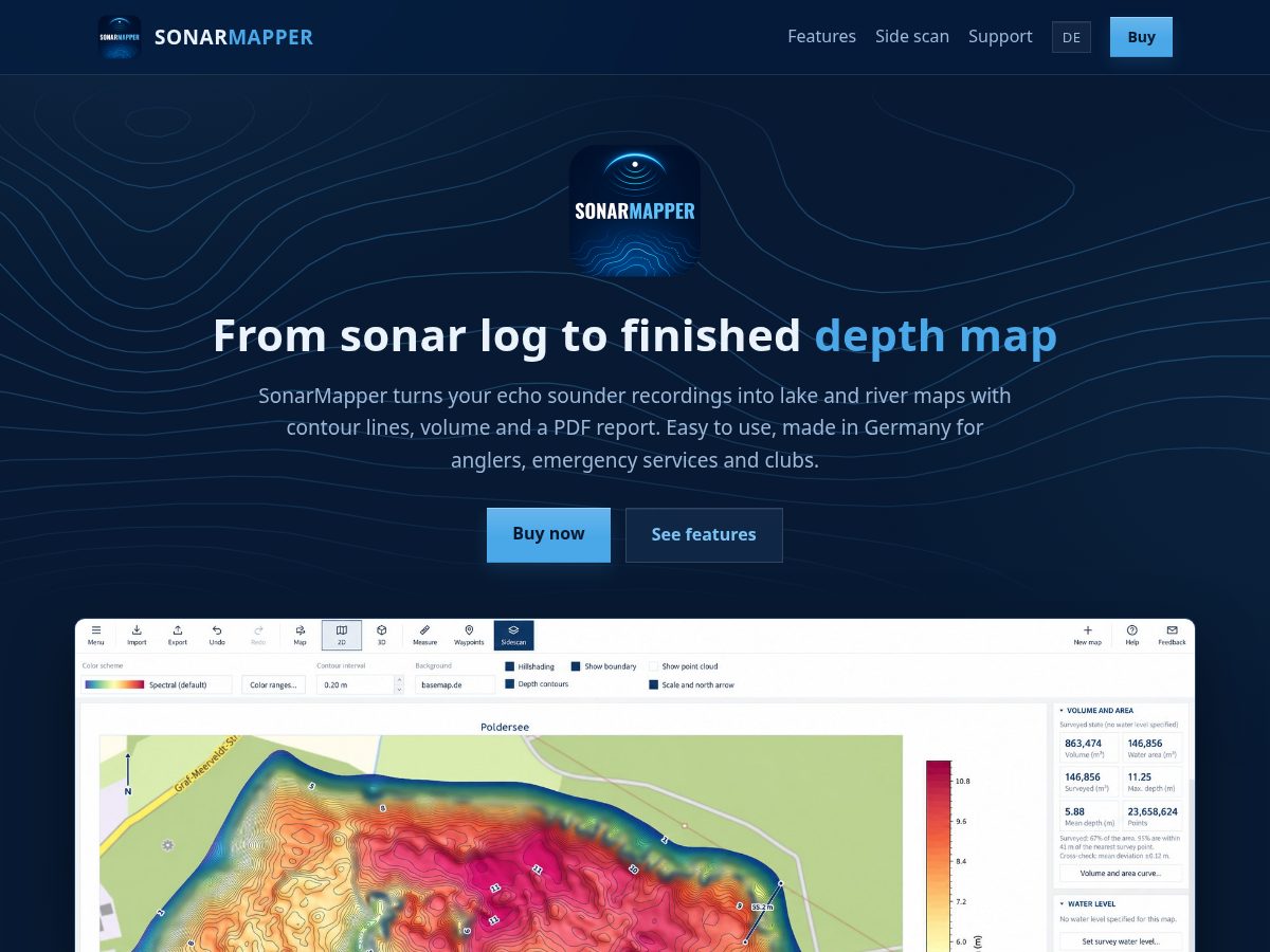 Landing-page snapshot of sonarmapper.com