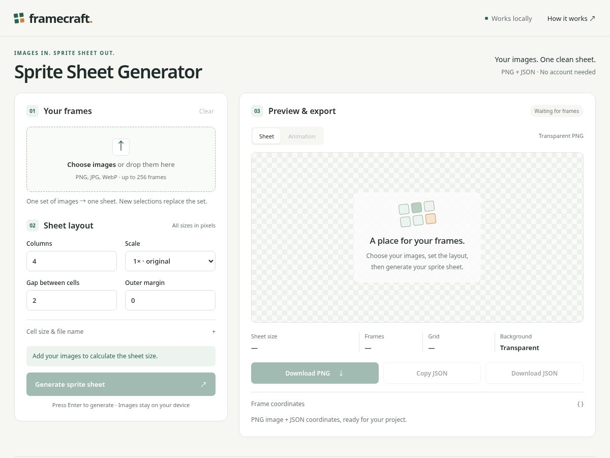 Landing-page snapshot of spritesheetgrid.com