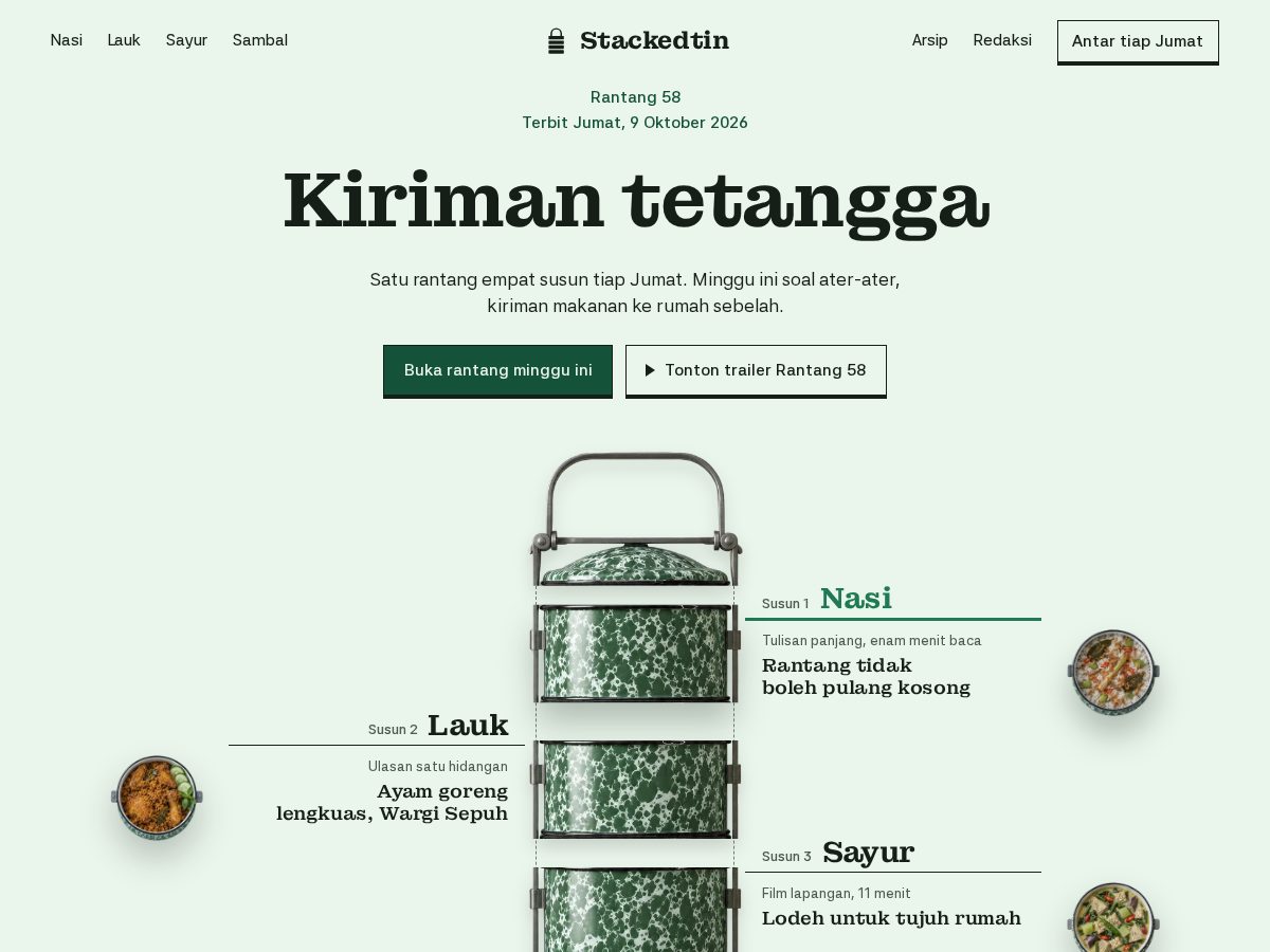 Landing-page snapshot of stackedtin.com