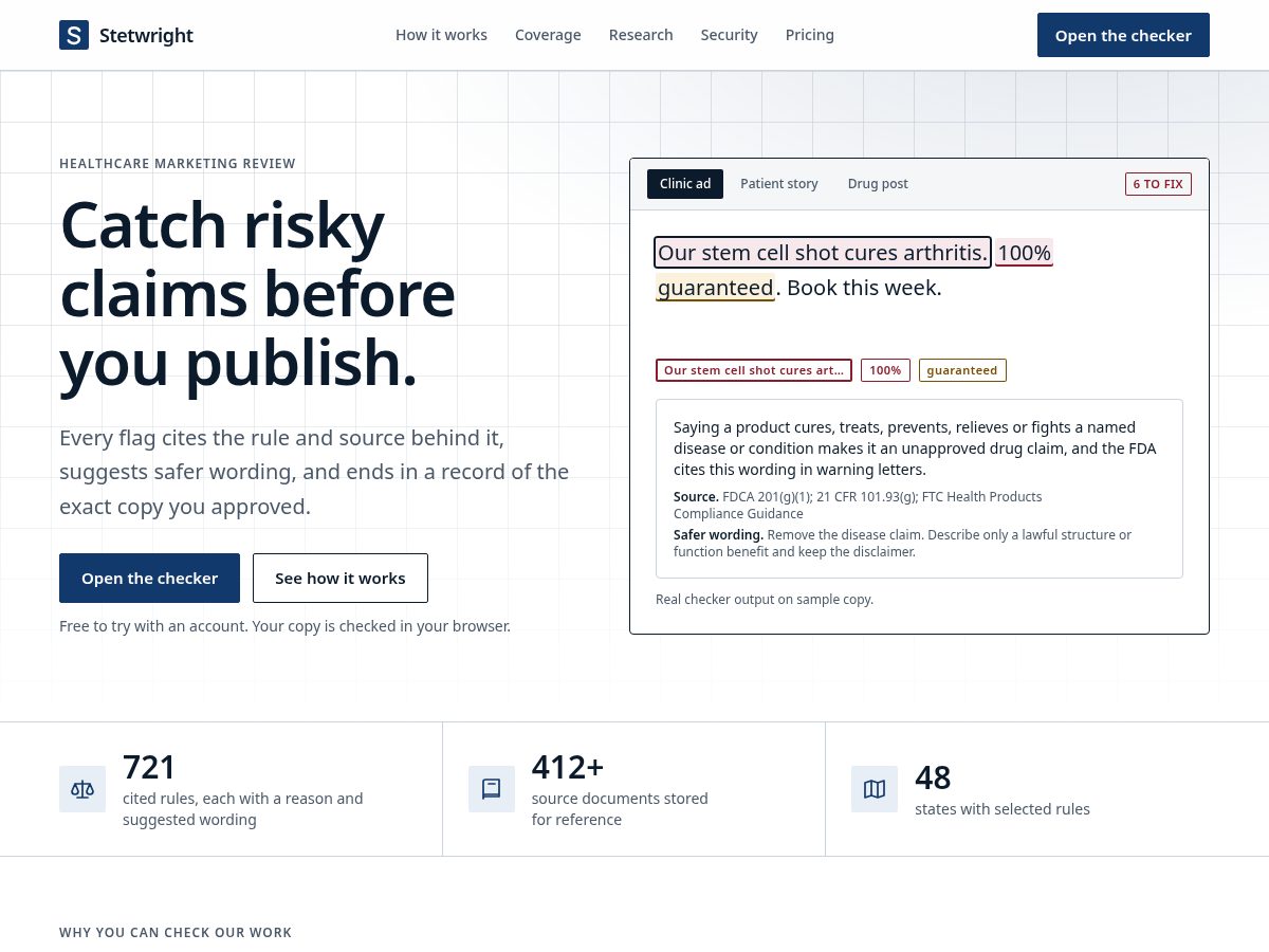 Landing-page snapshot of stetwright.com