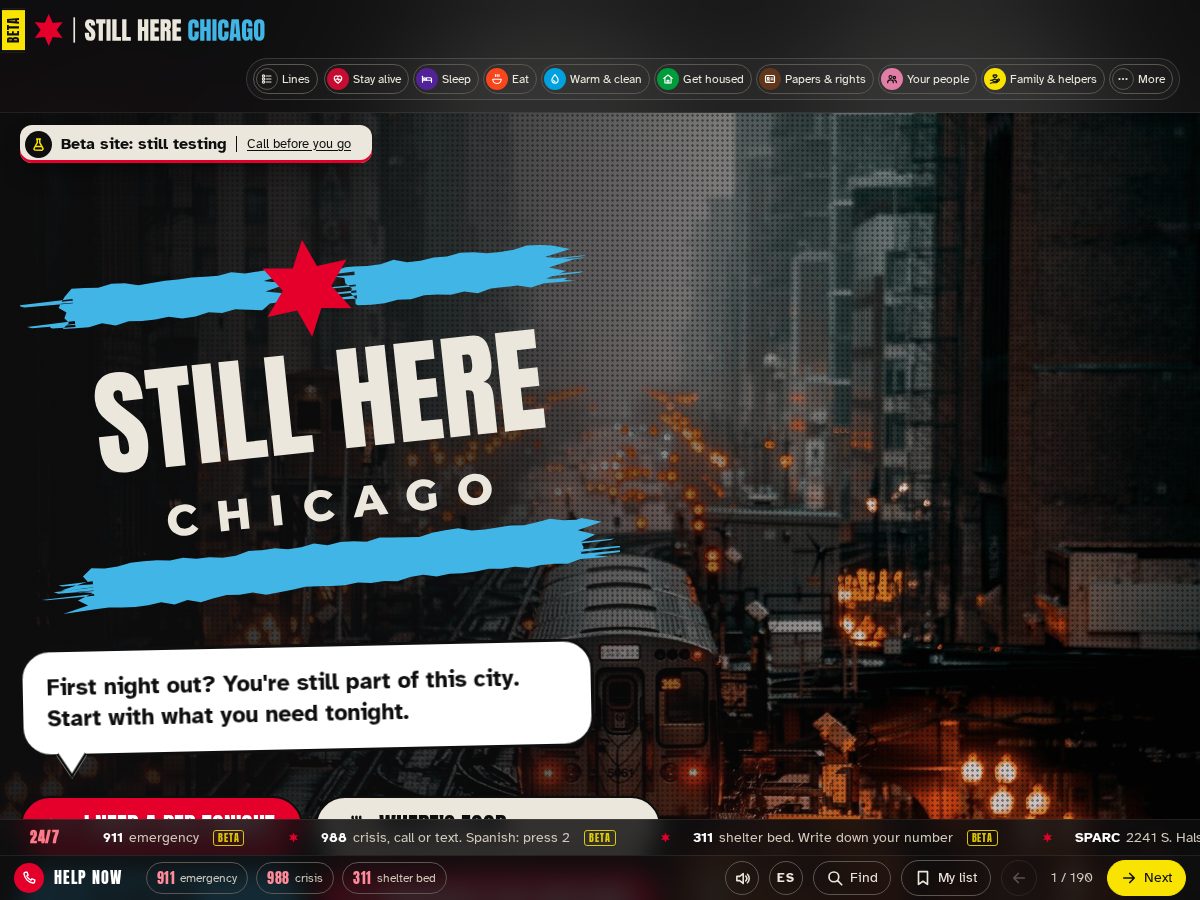 Landing-page snapshot of stillherechicago.com