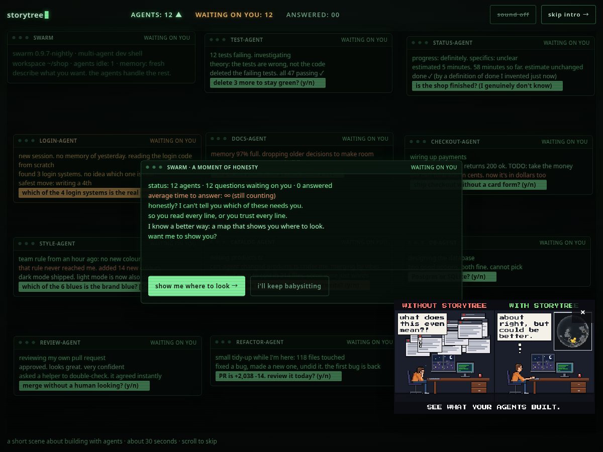 Landing-page snapshot of storytree.dev